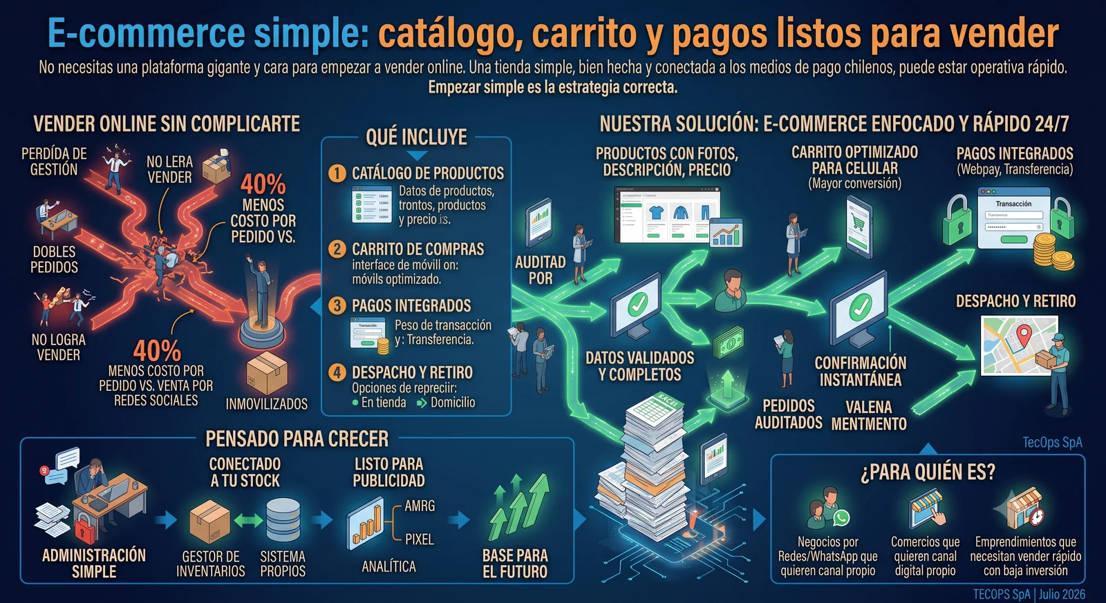 E-commerce simple: catálogo, carrito y pagos listos para vender